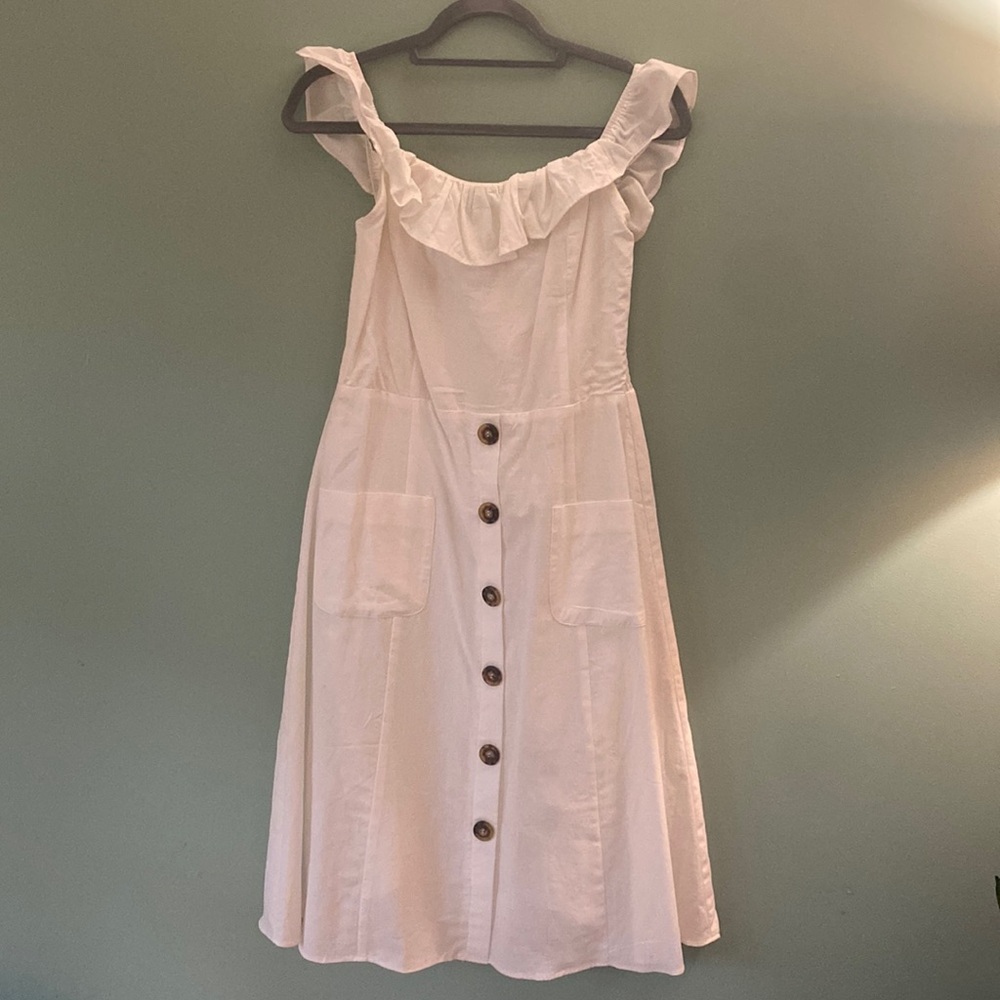 White midi dress- perfect for wedding showers!